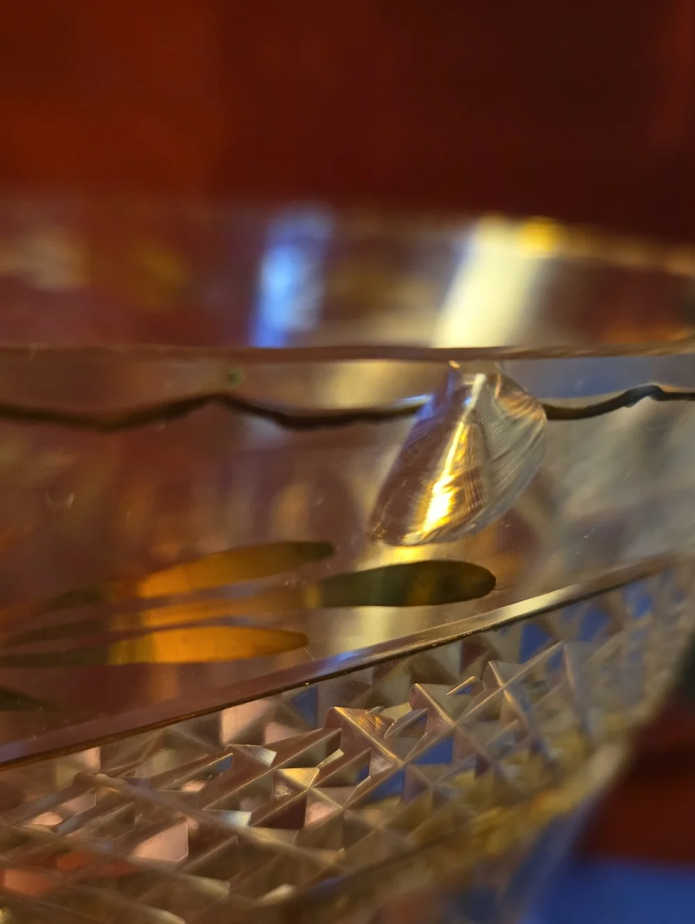 Vintage Bohemian Cut Crystal Vase With Gold Gilding.